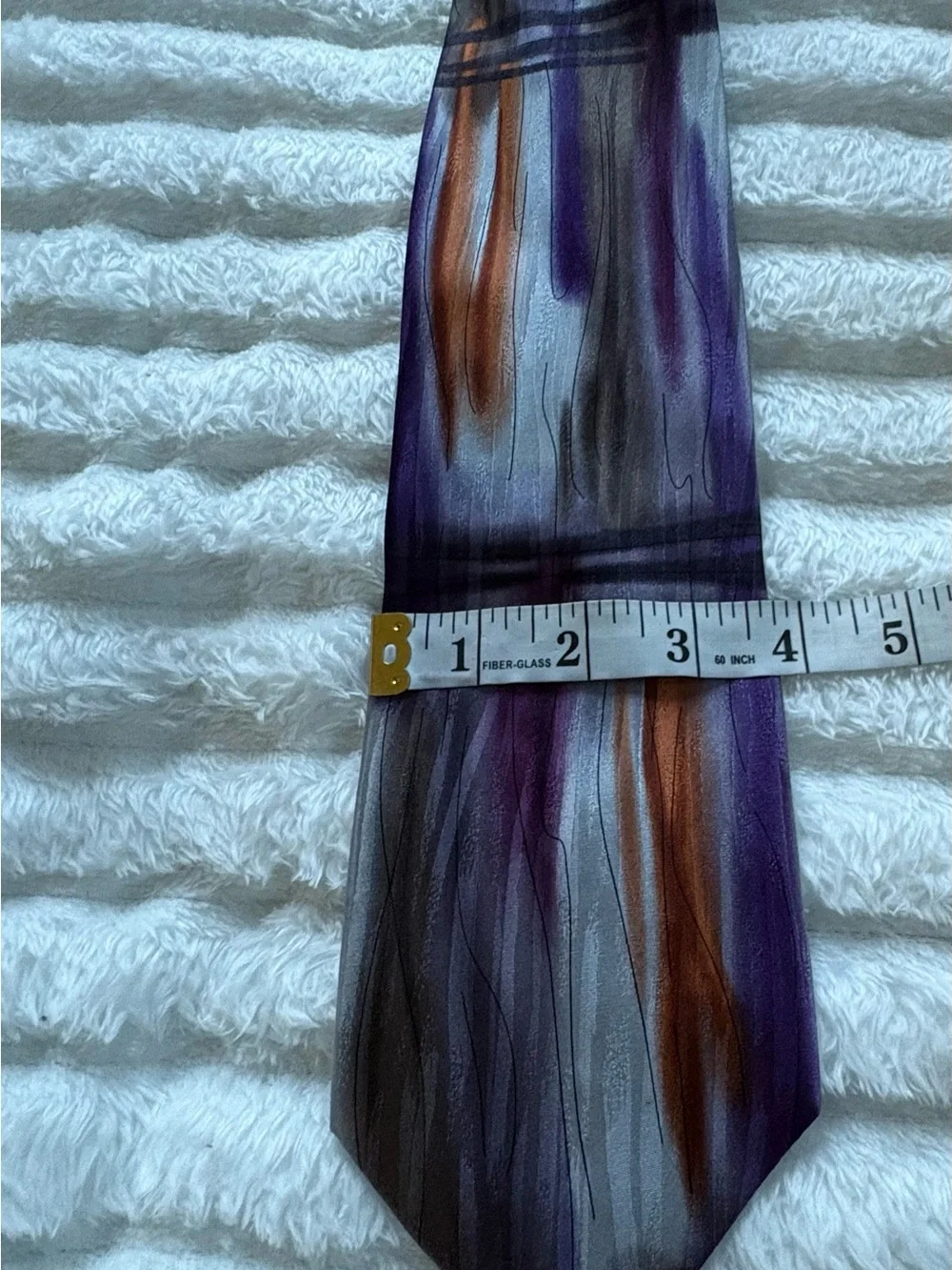 J. Garcia Collection Thirty-Two 100% Silk Abstract Art Necktie Purple Gray